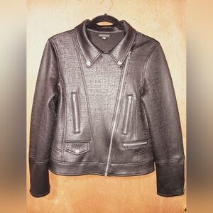 Shinestar Black Textured Leather Jacket